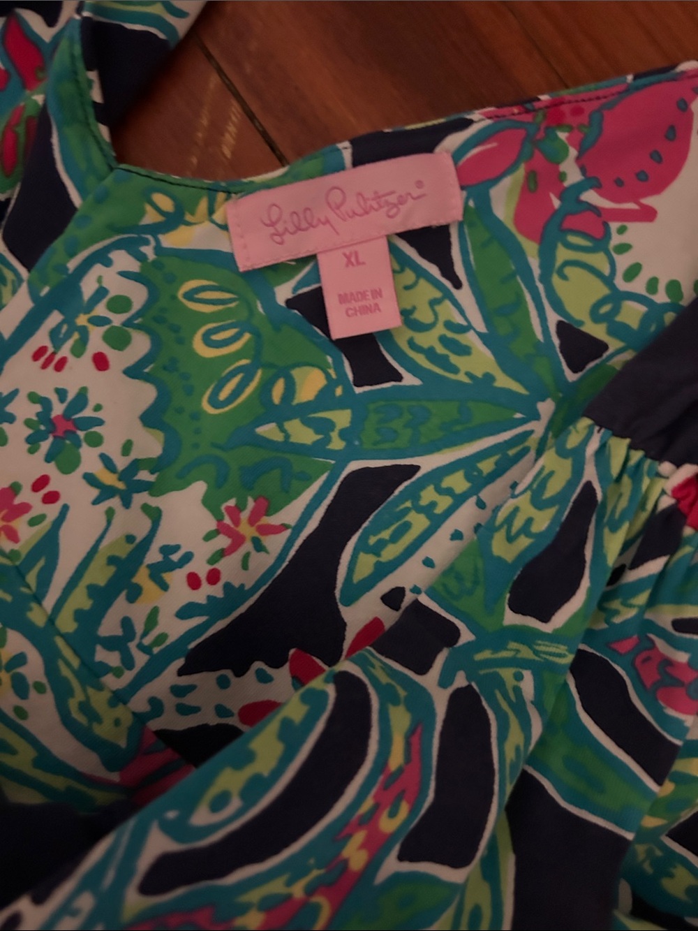 Lilly Pulitzer Maxi Dress Size XL in Navy, Green & Pink - Picture 2 of 6